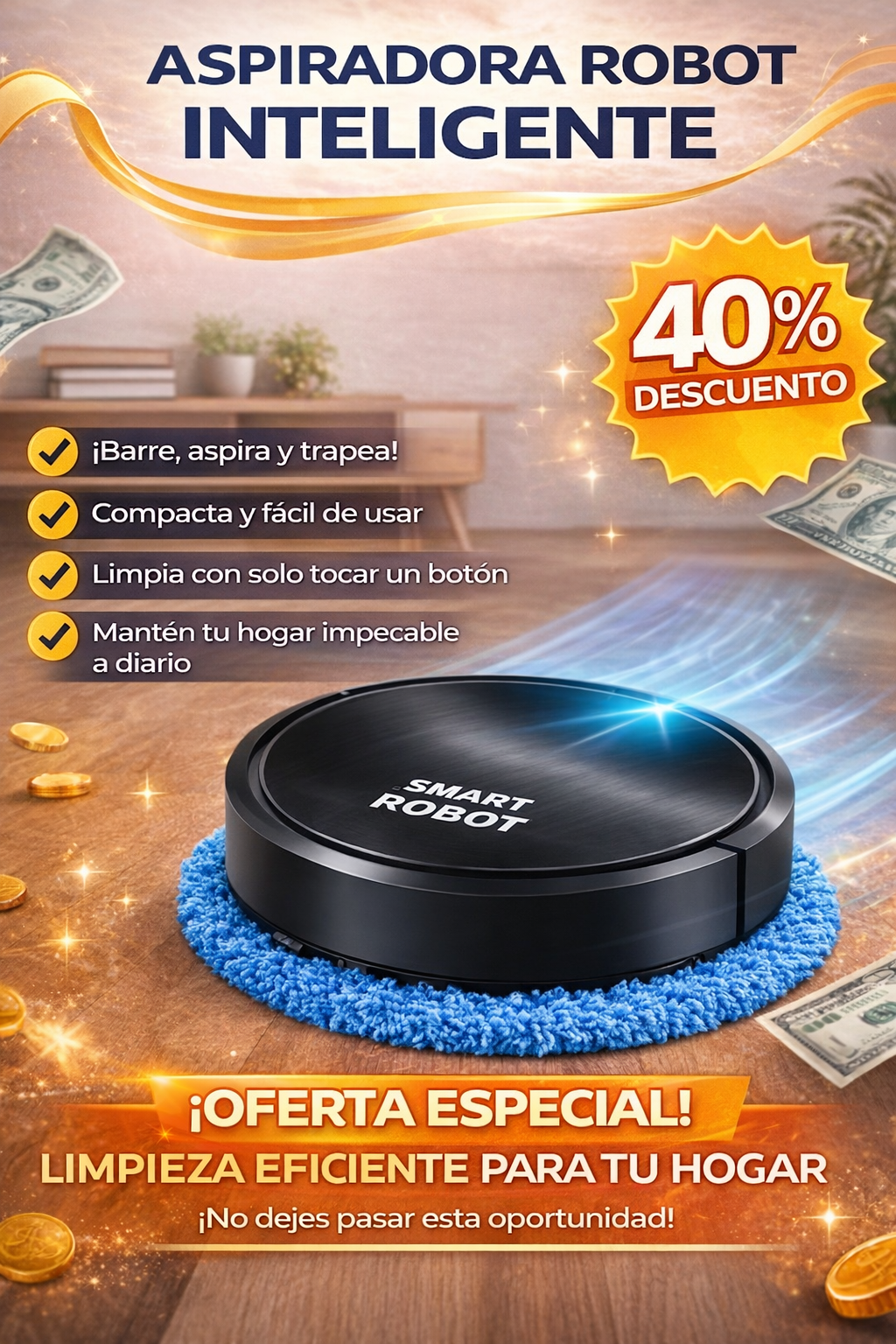 Aspiradora Robot Inteligente – Limpieza automática sin esfuerzo
