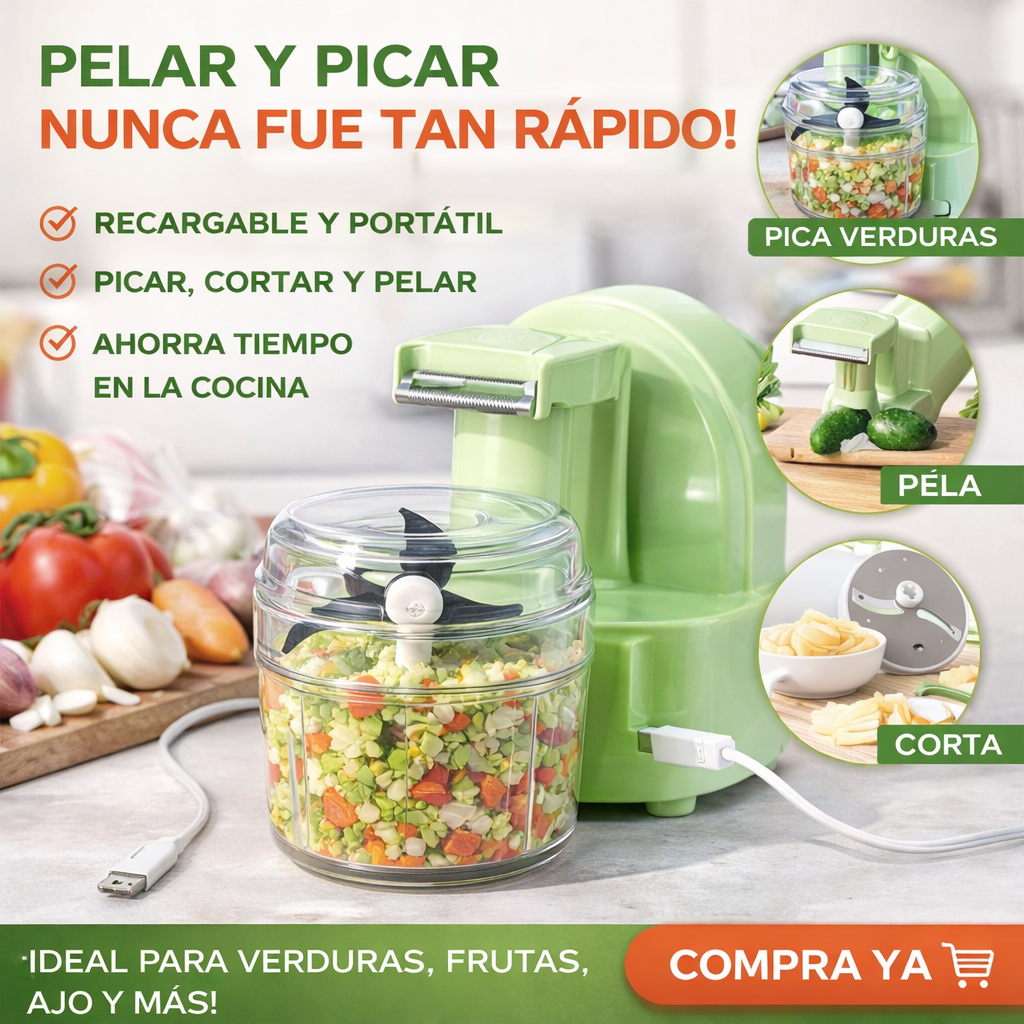 Picador Eléctrico Multifuncional – Rápido, Práctico y Recargable