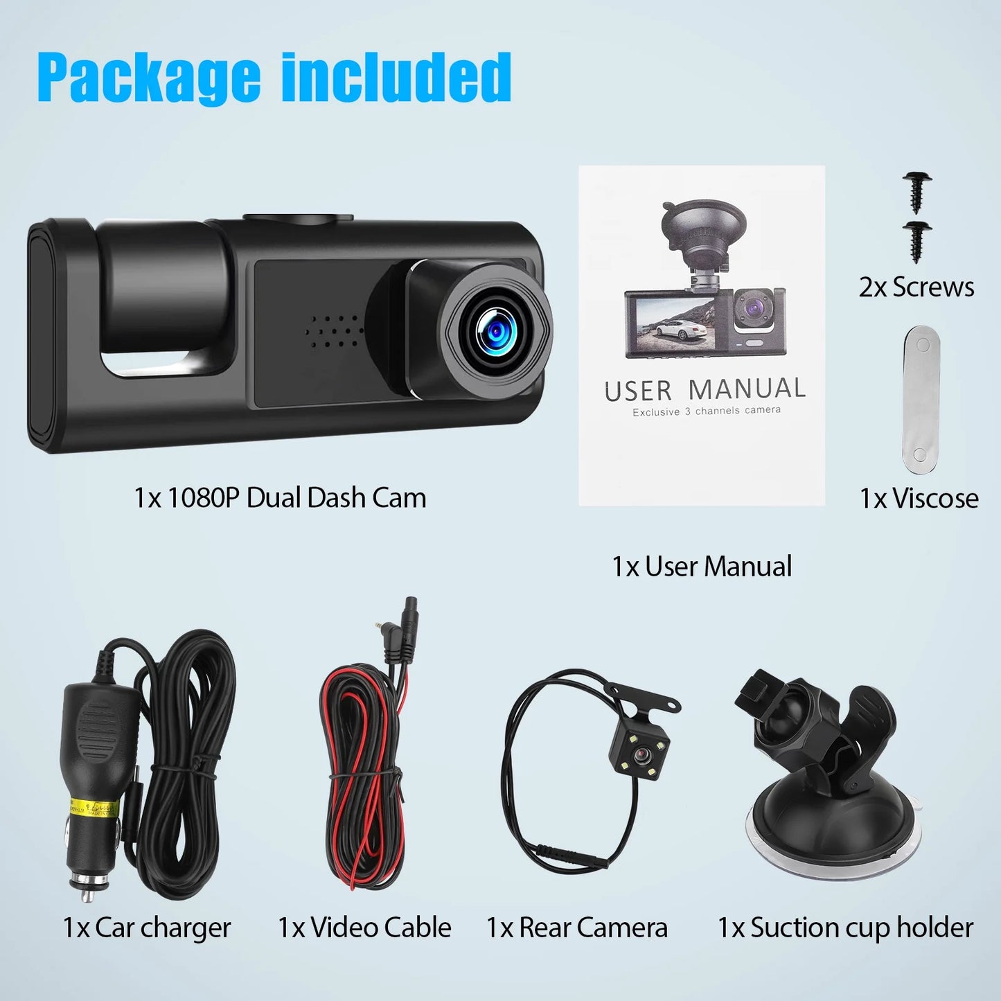 Cámara Dash Cam Doble para Auto – Seguridad Total con Grabación Delantera y Trasera