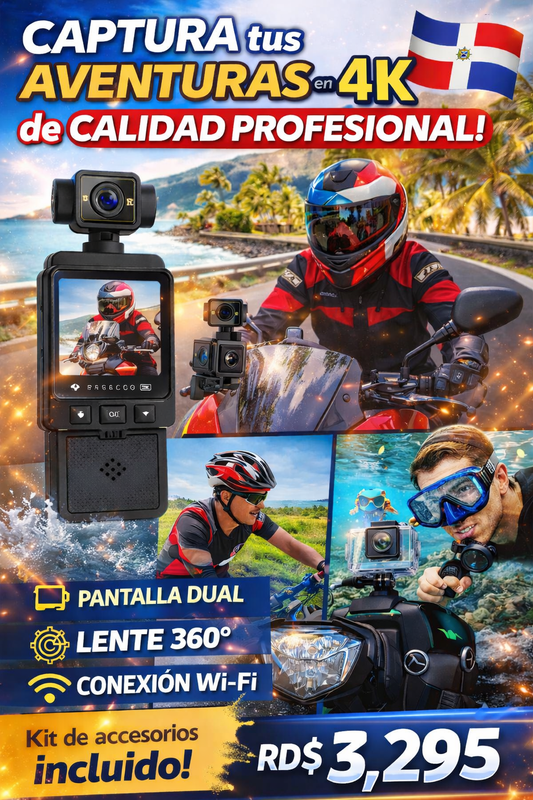 Cámara Deportiva 4K con Pantalla Dual y WiFi