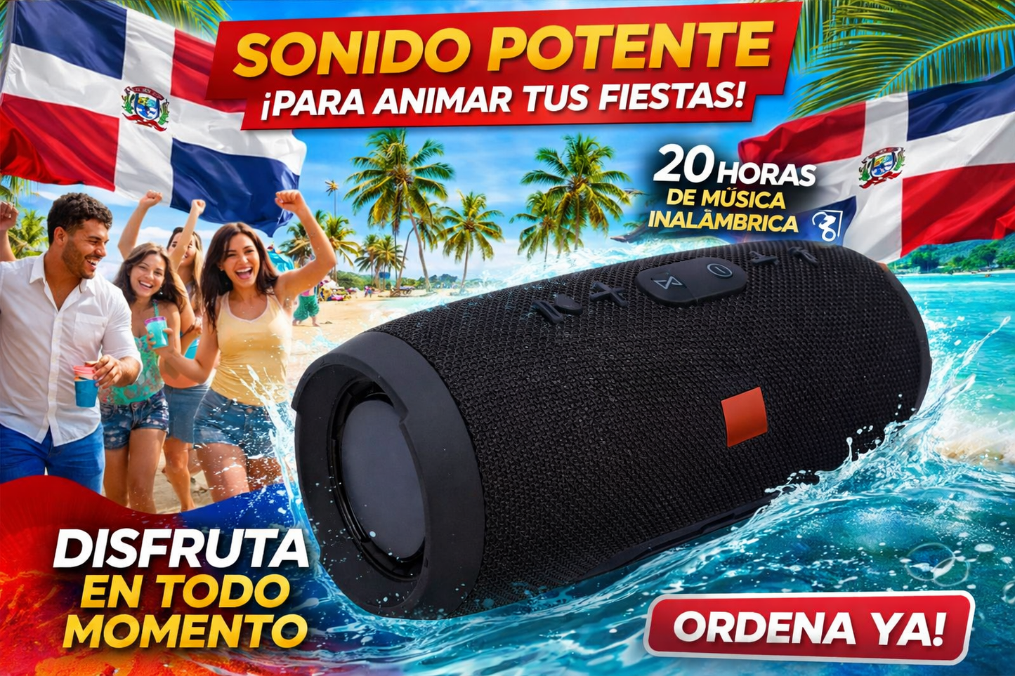 Bocina Bluetooth Charge 3 – Sonido Potente para tus Fiestas