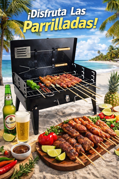 Parrillera Portátil de Carbón – Ideal para Parrilladas en Casa, Playa o Patio
