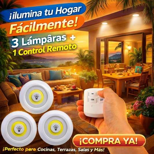 Lámparas LED Inalámbricas con Control Remoto – Pack de 3 Luces para tu Hogar
