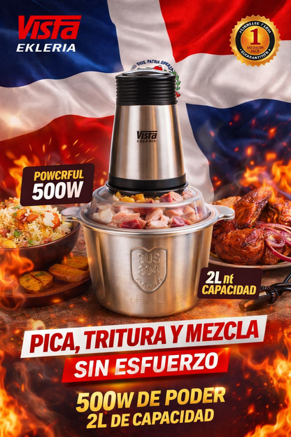 Trituradora Eléctrica 500W de 2 Litros – Potencia y Rapidez en tu Cocina