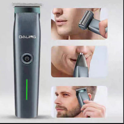 Kit de Afeitado 3 en 1 Profesional DALING – Recortadora para Barba, Bigote y Patillas