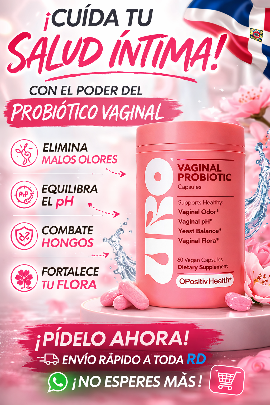 🌸 URO Vaginal Probiotic – 60 Cápsulas Veganas | Equilibrio y Frescura Íntima