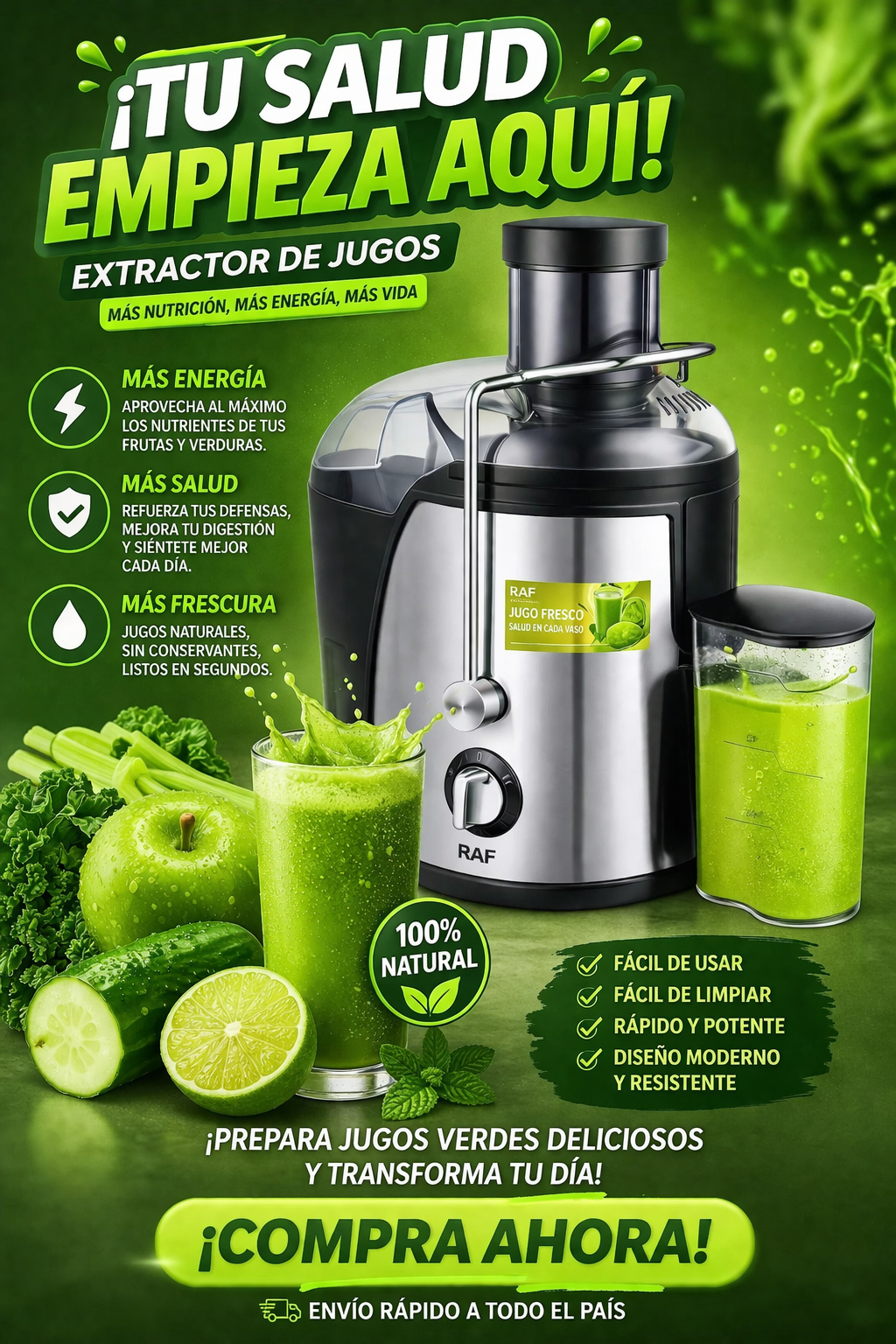 Extractor de Jugos Eléctrico – Salud, Energía y Frescura en Cada Vaso