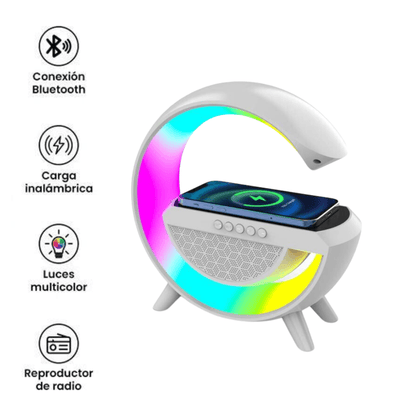 Lámpara Speaker LED con Cargador Inalámbrico 3 en 1