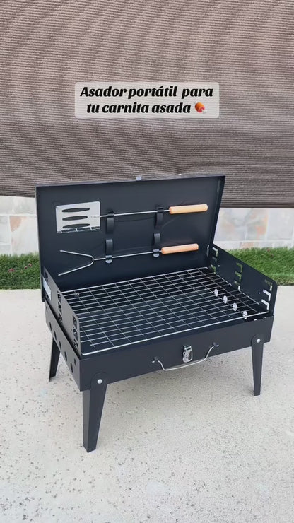 Parrillera Portátil de Carbón – Ideal para Parrilladas en Casa, Playa o Patio